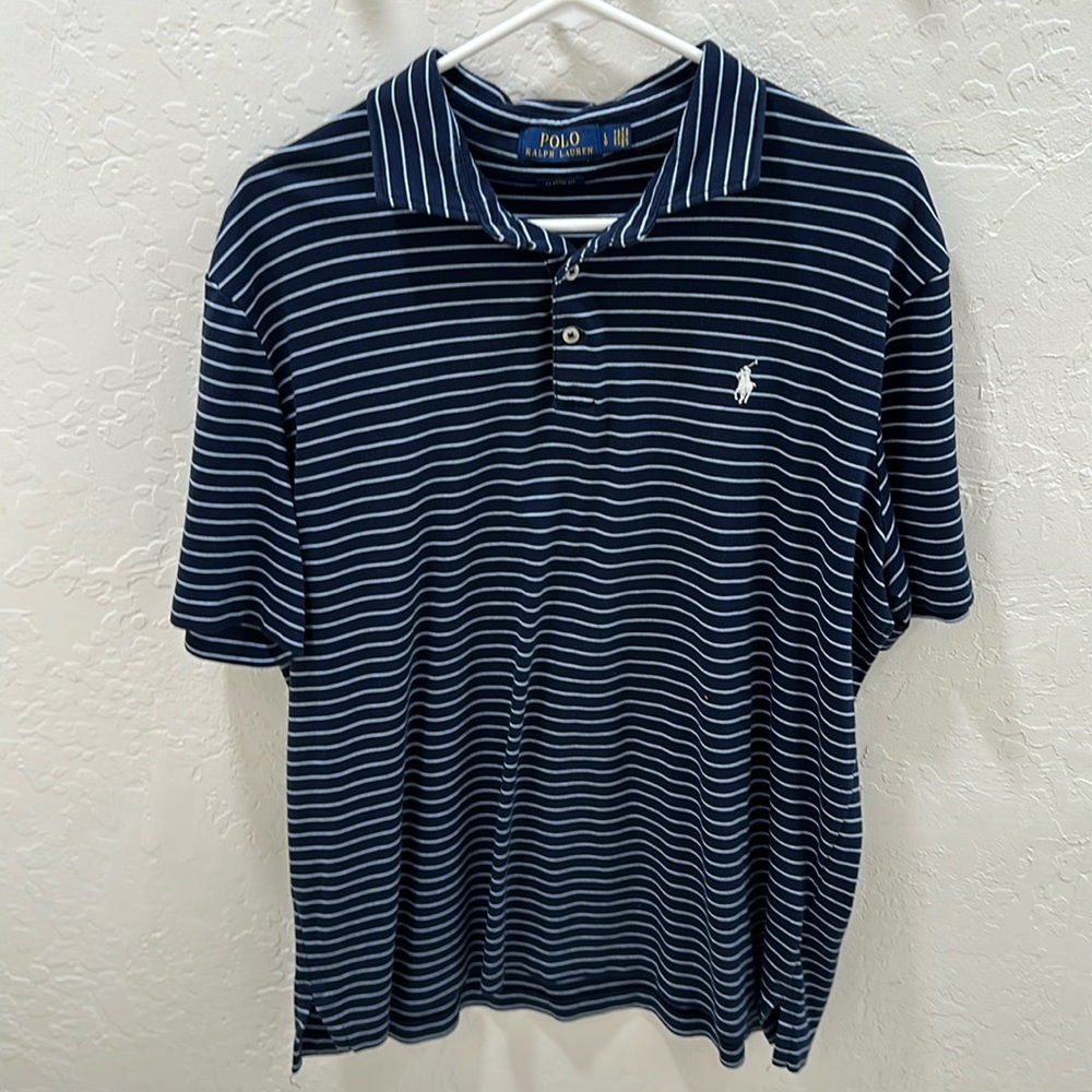 Ralph Lauren POLO Navy Striped Polo (LG)